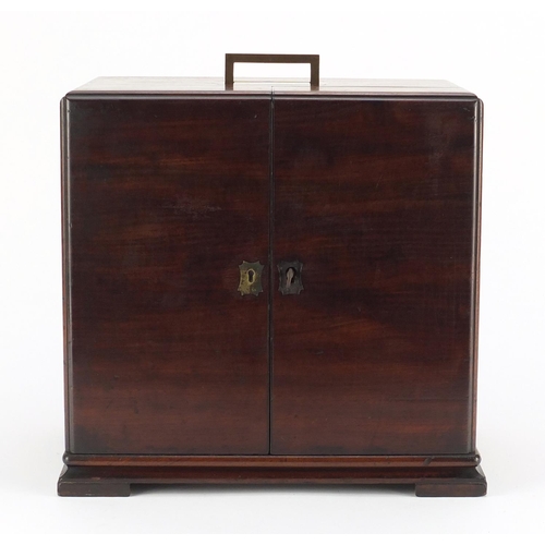 28 - 19th century mahogany apothecary table cabinet with inset brass carry handle and secret compartment,... 