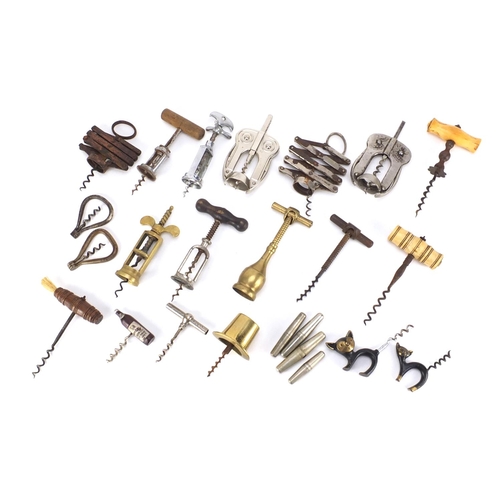 95 - Antique and later corkscrews including bone handled straight pull, James Heeley & Sons and Magic Lev... 