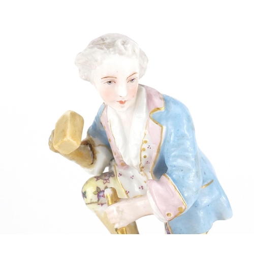 788 - 19th century Meissen figure of a worker, blue cross sword marks to the base, 16cm high