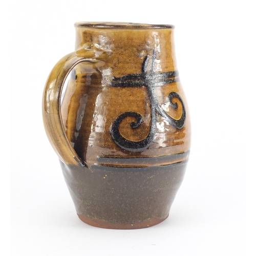 843 - Winchombe studio pottery jug by Ray Finch/ Michael Cardew, impressed marks around the foot rim, 23.5... 