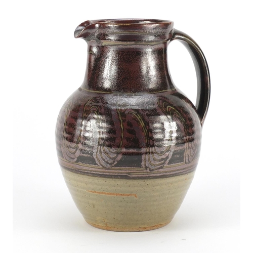 844 - Winchcombe studio pottery mug by Ray Finch, impressed marks around the foot rim, 22.5cm high