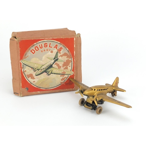 354 - Vintage Japanese Douglas Bailey tin plate aeroplane with box by Asakusa