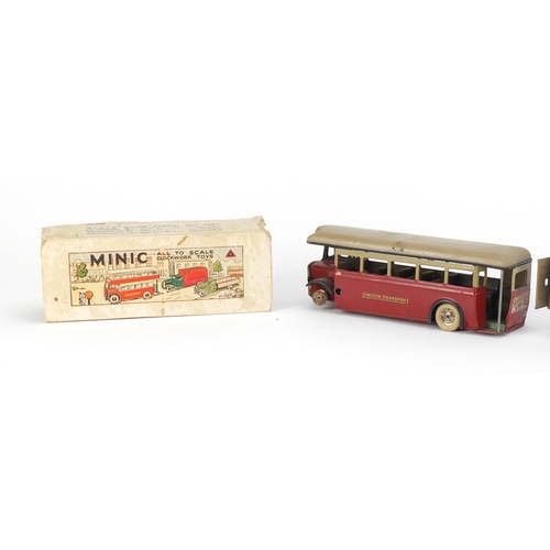 350 - Tri-ang Minic London transport bus and express service van with boxes