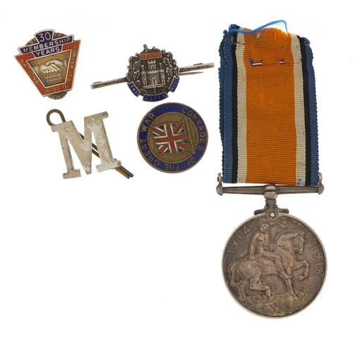 284 - British Military World War I 1914-18 War medal and Military badges, the medal awarded to 9562SJT.L.J... 