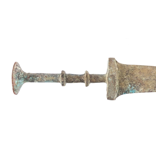 333 - Islamic patinated bronze short sword, 38.5cm in length