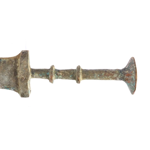 333 - Islamic patinated bronze short sword, 38.5cm in length