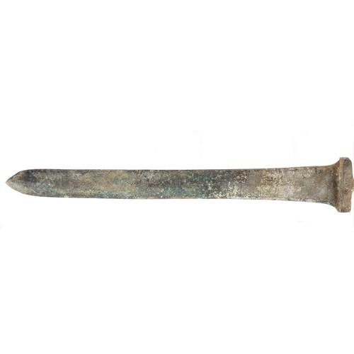 333 - Islamic patinated bronze short sword, 38.5cm in length