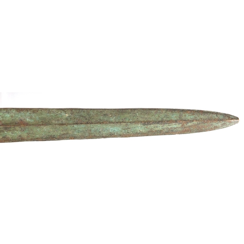 331 - Islamic patinated bronze sword, 63cm in length