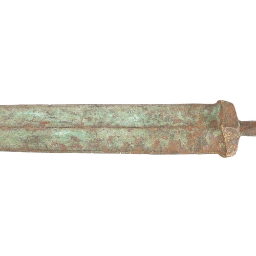 331 - Islamic patinated bronze sword, 63cm in length