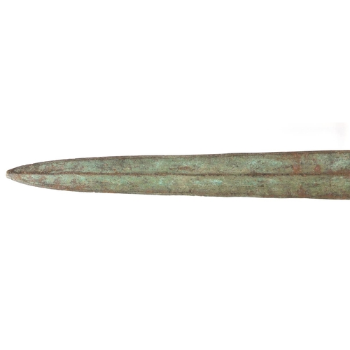 331 - Islamic patinated bronze sword, 63cm in length