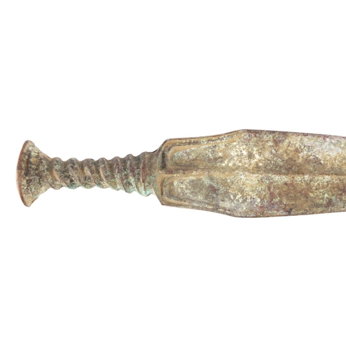 332 - Islamic patinated bronze short sword, 36.5cm in length