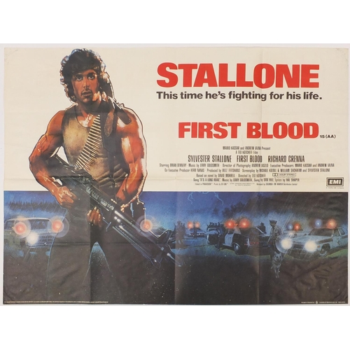 226 - Vintage First Blood UK quad film poster, printed by Lonsdale and Bartholomew
