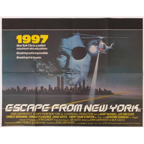 225 - Vintage Escape From New York UK quad film poster, printed by W E Berry 1981