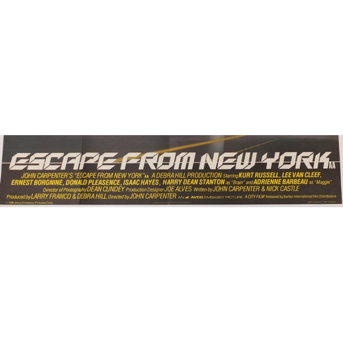 225 - Vintage Escape From New York UK quad film poster, printed by W E Berry 1981
