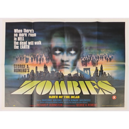 228 - Vintage Zombies Dawn of the Dead UK quad film poster, printed by Broomhead