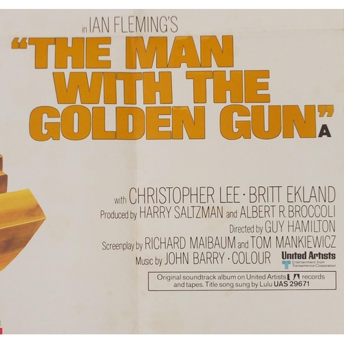211 - Vintage James bond 007 The Man With The Golden Gun UK quad film poster, printed by Lonsdale and Bart... 
