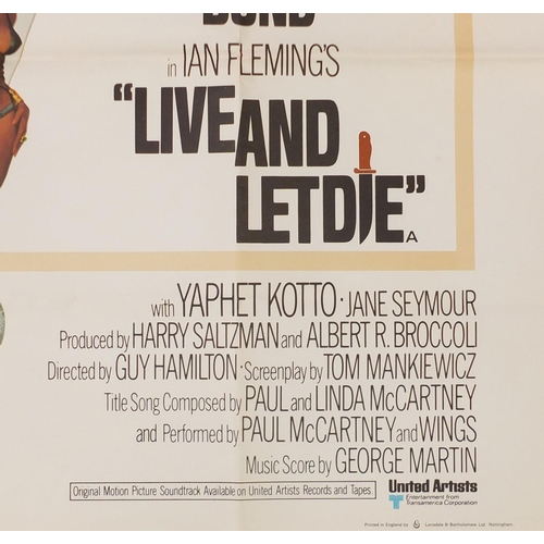 209 - Vintage James Bond 007 Live And Let Die UK quad film poster, printed by Lonsdale and Bartholomew