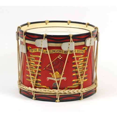 297 - George Potter & CO Military interest side drum hand painted with the crest of the first battalion, T... 