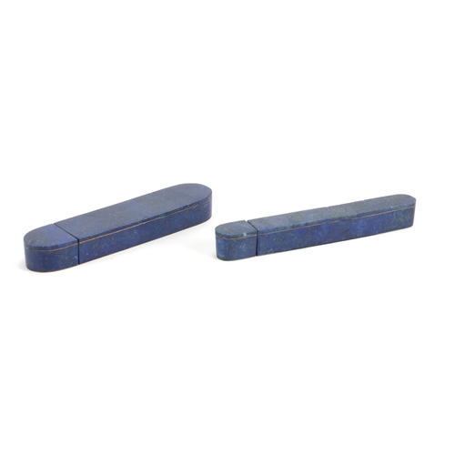 712 - Two Ottoman lapis lazuli pen boxes, each approximately 19cm in length