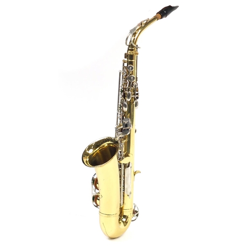 171 - Buescher Aristocrat 200 saxophone with case, serial number 738560, 66cm in length