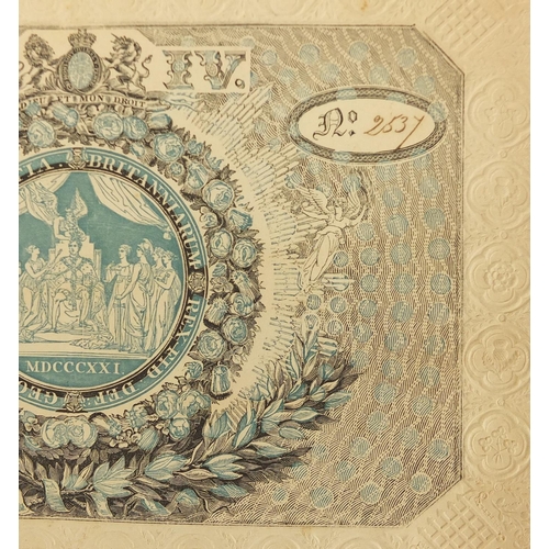 179 - Commemorative interest 1821 George IV coronation invitation, numbered 2537