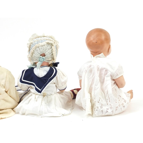 369 - Three large dolls with jointed limbs including Koppelsdorf and Kammer & Reinhardt, the largest appro... 