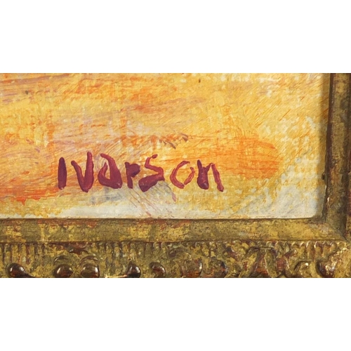 1244 - Manner of Ivan Ivarson - Continental beach scene, Swedish school oil on canvas, framed, 32cm x 26cm