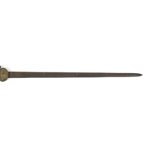 327 - 19th century Military interest Cutlass sword with horn handle, 75cm in length