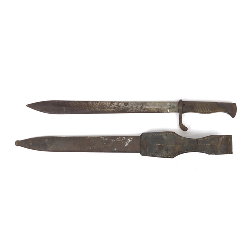 322 - German Military interest bayonet with scabbard, the steel blade impressed Anker-Werke Bielefeld, 52c... 