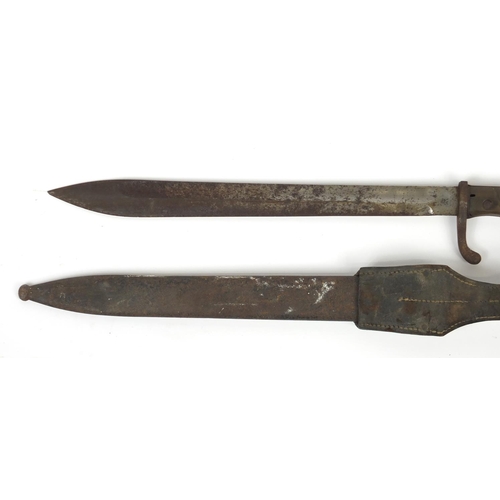 322 - German Military interest bayonet with scabbard, the steel blade impressed Anker-Werke Bielefeld, 52c... 