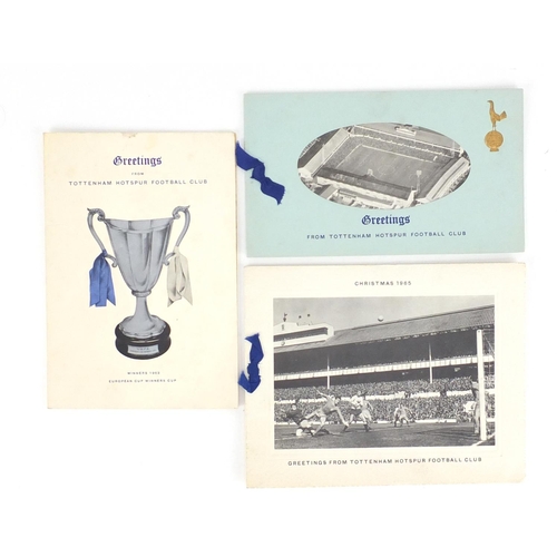 186 - Three 1960's Tottenham Hotspur Football Club greeting cards including two signed by Bill Nichloson