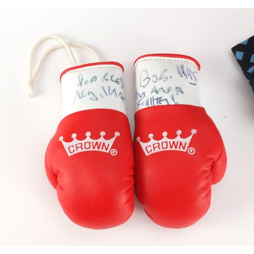 190 - Reggie Kray ephemera comprising a pair of signed miniature boxing gloves and Villains We Have Known ... 