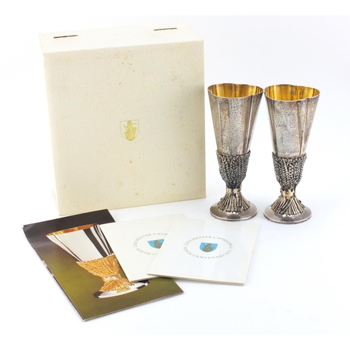 877 - Pair of Aurum silver 9th century design goblets with box and certificates, limited edition 351 and 3... 