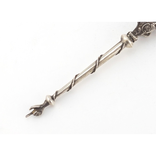 872 - Russian silver Jewish Torah pointer with lion knop, by Anatoly Apollonovich Artsybashev Moscow 1894,... 