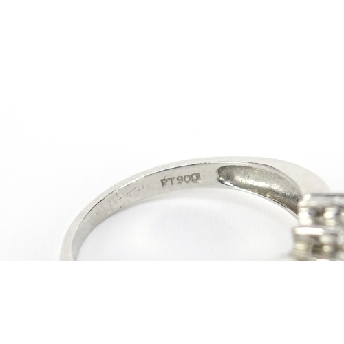 1003 - Platinum, yellow sapphire and diamond ring, size P, 4.9g