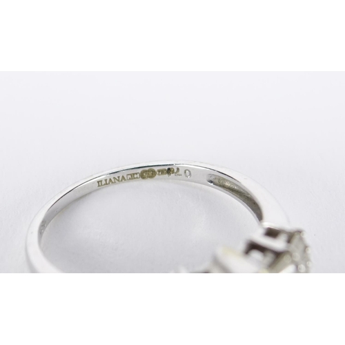 982 - Iliana 18ct white gold tanzanite and diamond ring, size P, 4.3g
