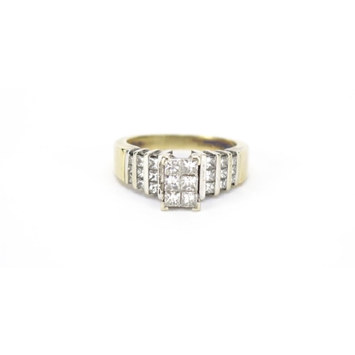 978 - 14ct gold diamond cluster ring, size M, 6.8g
