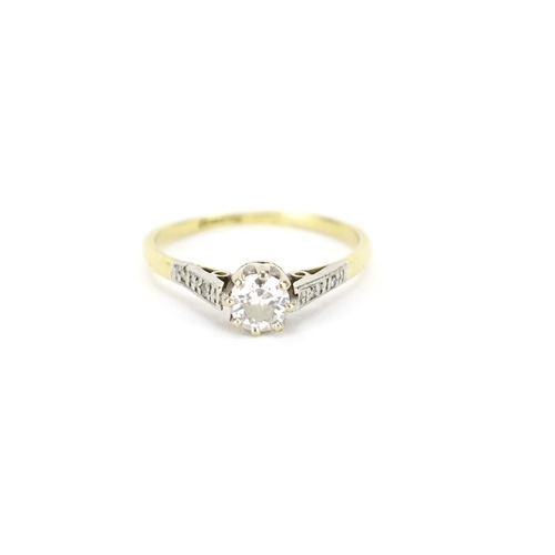 990 - 18ct gold diamond solitaire ring, size P, 2.4g