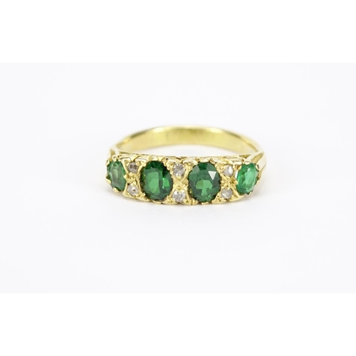 974 - Victorian 18ct gold emerald and diamond ring, size L