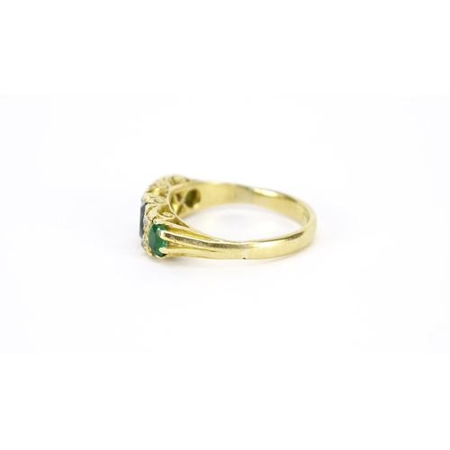 974 - Victorian 18ct gold emerald and diamond ring, size L