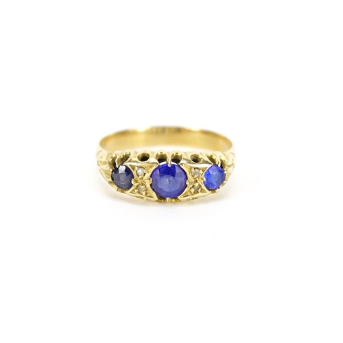 997 - Victorian 18ct gold blue stone and diamond ring, size Q, 2.9g