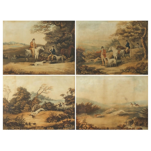 1478 - After Dean Wolstenholme - Fox hunting, Plates I-IV, set of four early 19th century aquatints with et... 