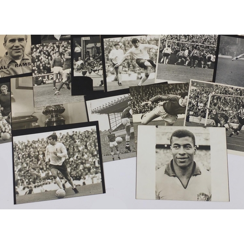 187 - Collection of 1960/70's football press photographs, mostly backed onto card including the 1966 World... 