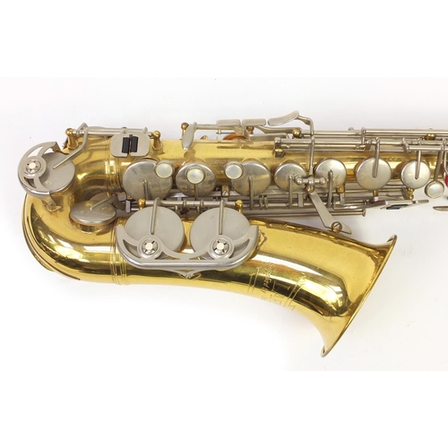 173 - Lafleur saxophone by Boosey and Hawkes with stand and case, serial number 51234, 66cm in length