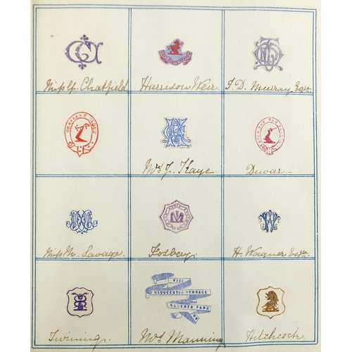 196 - 19th century leather bound album of heraldic crests and monograms