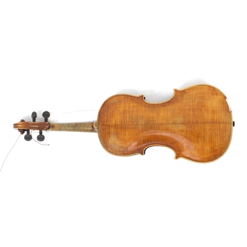 169 - ** DESCRIPTION AMENDED 1/11 ** Old wooden viola with two bows and carrying case, the violin bearing ... 