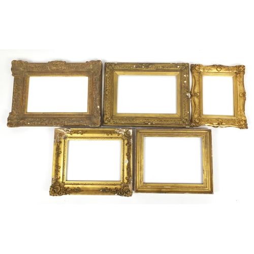 1481 - Nine 19th century and later gilt frames including Gesso, the largest 81.5cm x 51cm