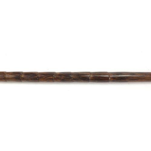 160 - Silver topped walking stick with ducks head design handle, Birmingham hallmarks, 90cm in length