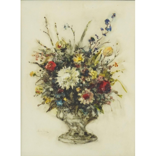 1275 - Emily M Paterson RSW - Mixed bouquet, watercolour, housed in a gilt metal ornate frame, inscribed Ro... 