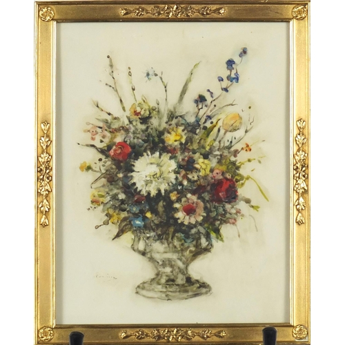1275 - Emily M Paterson RSW - Mixed bouquet, watercolour, housed in a gilt metal ornate frame, inscribed Ro... 
